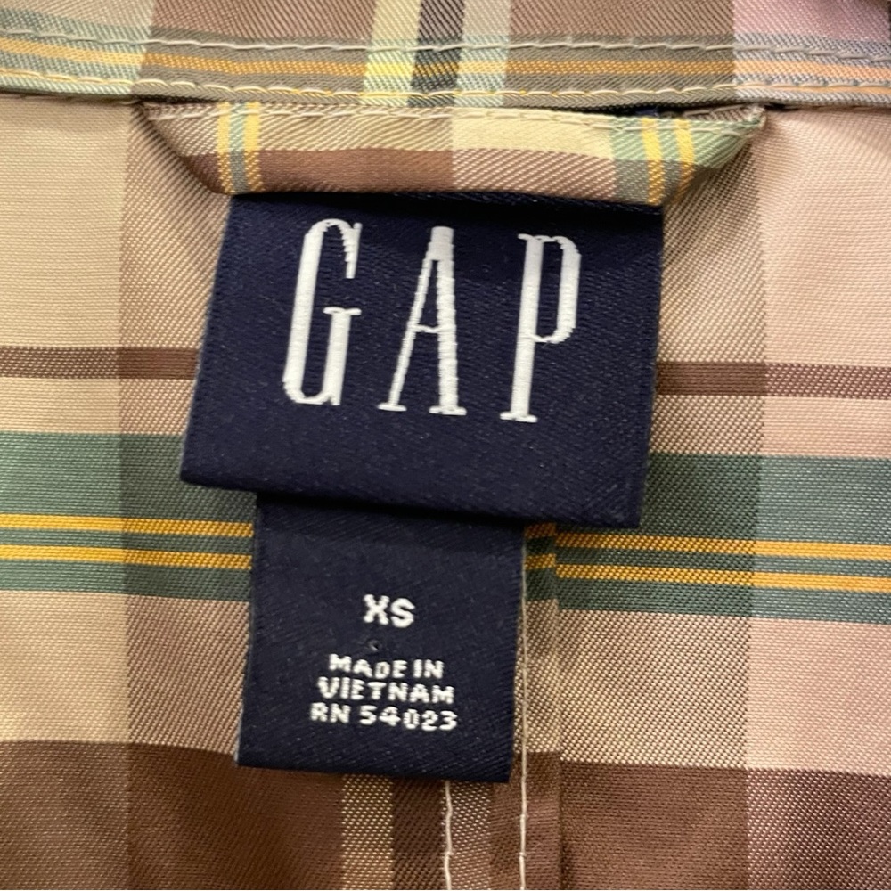 GAP Plaid Lightweight Trench in Brown, Pink & Green - Picture 3 of 4